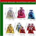 Miniatyrbillede 2 af 5: [QD] 12-pak Solid Farvede Folie Gaveposer Multipack Lynlås Gaveposer, 6 Farver Shimmer Indpakningsposer, Genanvendelige Jumbo Julepose