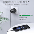 Miniatyrbilde 5 av 5: [QD] 45W USB C Lader - Superrask Lading for Samsung Galaxy S24/S23/S22 & A-Serien - Inkluderer 2m USB C Kabel