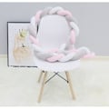 Miniatyrbillede 1 af 2: /QD/Babyseng Bumper Snake Pude Flettet pude 3M Velvet Bumper - Hvid+Grå+Pink - 300cm