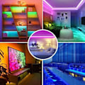 Miniatyrbilde 2 av 4: /QD/3528 RGB 300 LED Strip Lys + 12V 2A strømforsyning + 44-knapps IR-fjernkontroll LD614 - 5 m