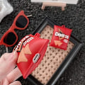 Miniatyrbilde 3 av 5: [QD] Søtt etui for Airpods 1, 2, 3D-snacksdesign i silikon, beskyttende støtsikkert etui med nøkkelring for Airpods EaREuds