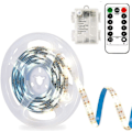 Miniatyrbild 1 av 4: [QD] 3m Batteridrivna LED-slingor med Fjärrkontroll, Vattentät, 8 Lägen, Dimbar, Timer, Självhäftande Klippbar (Kallvit)