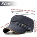 Miniatyrbillede 2 af 2: QQX.Galaxy Vintage Army Cap i bomuld til mænd, Justerbar Army Cap, Bomuldshat (blå) Blå