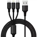 Miniatyrbilde 1 av 5: \"QD\" 3-i-1 Micro USB / Lightning / USB Type-C USB-kabel Svart