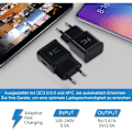 Miniatyrbilde 3 av 5: \"QD\" Svart Kompatibel Lader 2-pakning Rask USB Ladeadapter for Samsung S22/S21/S20/S10/S10E/S6/S7/S8/S9/Edge/Plus/Active/A72/A53 5G-Xin