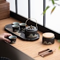 Miniatyrbillede 5 af 5: QD-Sort keramik tør bryggebakke, retro lille keramisk tesæt, håndmalet Zen-stil tekande, tebakke