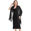 Miniatyrbillede 4 af 5: QD-Sort Sjal og Slør Aften Chiffon Elegant Blød Silke Slør Bryllup Foulard Mariage