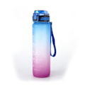 Pikkukuva 1 / 5: [QD] Vesipullo pillillä, 1000 ml juomapullo aikamerkinnöillä - Tritan BPA-vapaa - Urheiluvesipullo tiivis lukituskannella Sininen/Violetti