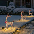 Miniatyrbillede 5 af 5: QU/Lysende julerensdyr, glitrende rensdyr med lyskæder til udendørs dekoration på terrassen, kunstig forbelyst juledekoration rensdyr LED-lamper