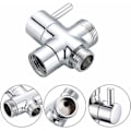 Miniatyrbilde 4 av 4: \"QD\" G1/2\" T-adapter med avledningsventil for baderomsvannstrømbryter 3-veis dusj massiv messing polert krom Cisea