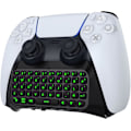 Miniatyrbilde 1 av 7: Grønt bakgrunnsbelyst tastatur for PS5-kontroller, PS5 trådløst minitastatur Chatpad for Playstation 5-kontroller med 3,5 mm lyduttak_qp Black