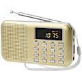 Pikkukuva 1 / 4: QU/Kannettava radio, FM AM -radio, toimii akulla ja verkkovirralla, MP3, kaiutin, tukee TF-korttia/USB:tä, taskulamppu, sopiva (kulta)