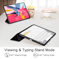 Miniatyrbillede 5 af 5: [QD] Etui, praktisk magnetisk fastgørelse understøtter Apple Pencil-parring og opladning Tri-Fold vertikalt etui - Sort