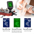Miniatyrbillede 4 af 4: \"QD\" Guitar Tuner til alle instrumenter - Clip-on elektronisk tuner til guitar, bas, ukulele, violin, mandolin, banjo