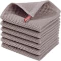 6 pcs 34x34cm Waffle Weave Cotton Kitchen Towels, Quick-Drying and Absorbent Cleaning Cloth with Hanging Loop Espresso
