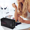 Miniatyrbillede 3 af 5: \"QD\" Net Kosmetiktaske 3 Dele Rejse Toilettaske med Lynlås Makeup Organizer Tasker til Mænd og Kvinder (Sort)
