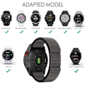 Pikkukuva 2 / 5: [QD] Tarranauha Garmin Fenix 7S/ Fenix 6S/Fenix 5S -kelloon, 20 mm säädettävä punottu nylonranneke harmaa