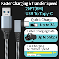 Miniatyrbilde 5 av 5: QD-Link-kabel for Oculus Quest 2 Hurtiglading og dataoverføring USB C 3.2 Gen1 5 Gbps PD-overføringsladekabel VR-headset Link-kabel Grå Grey 6M