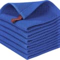 6 pcs 34x34cm Waffle Weave Cotton Kitchen Towels, Quick-Drying and Absorbent Cleaning Cloth with Hanging Loop Azure