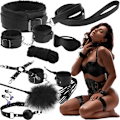 Miniatyrbillede 1 af 4: BDSM Bondage Kit med håndjern, pisk, mundkurv - 12 dele_QQ