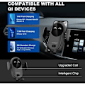 Miniatyrbilde 3 av 4: #QD#Trådløs billader, automatisk klemming billader 360° rotasjon biltelefonlader for iPhone Samsung Huawei LG Alle enheter (svart)