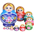 QU-Blå 10-pack Ryska Babushka Dockor Matryoshka Handgjorda,A