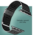 Miniatyrbillede 5 af 5: [QD] Kompatibelt Apple Watch armbånd 38-40mm/42-44mm, erstatning i rustfrit stål med ringlås - 38/40mm sort