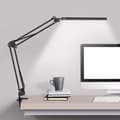 LED Desk Lamp with Clamp, Swing Arm, and Adjustable Brightness