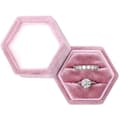 Hexagon Sammet Dubbla Fack Ring Arvegods Låda Förlovningsring Låda (Rosa)