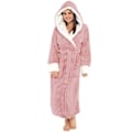 Miniatyrbillede 2 af 4: \"QD\" Huva Sherpa Robe Lang Plysset Fuzzy Morgenkåbe Pink