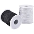 Elastisk tråd til armbånd, 2 ruller 1 mm Robust elastisk tråd til smykkefremstilling, halskæder, perler sort og hvid Black and White