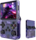 R36S Retro Handheld Gaming Console with 3.5-inch IPS Screen, 64GB TF Card Pre-installed with 10,000+ Games, Open Source Linux System, Purple Purple
