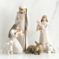 Miniatyrbild 5 av 5: [QD] Willow Tree Julkrubba Figurset Staty Handmålad Dekoration Julgåva Vit