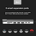 Pikkukuva 2 / 2: QD-8-i-1 Type-C Hub USB 3.0 USB-C HDMI LAN RJ45 SD TF -sovitin Macbook-kannettavalle