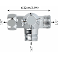 Miniatyrbillede 2 af 5: QU/Solid messing 3-vejsventil, 3-vejs afledningsventil, 3-vejs bruseventil, G1/2 \" T-adapterventil, til brusebad, håndbruser og afledningsbruser