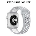 Miniatyrbilde 2 av 5: [QD] Kompatibel med Apple Watch-armbånd 38-40mm/42mm-44mm, pustende silikon sportsarmbånd - 42/44mm kald sølv med hvit