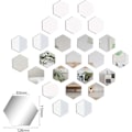 Miniatyrbillede 5 af 5: \"QD\" 24 Stk. Akryl Hexagon Spejle, Selvklæbende Fleksibel Spejlark DIY Kunst Spejl til Stue Soveværelse Badeværelse Sofa TV Baggrund Vægdekoration