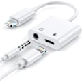 Miniatyrbild 1 av 5: [2 i 1] Hörlursadapter för iPhone, Apple Lightning till 3,5 mm Jack Aux-ljuddongel Biltillbehör Kompatibel ljudhörlursadapter