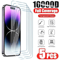 Miniatyrbilde 1 av 5: 5-Pakning iPhone 15 Pro Max Full Dekning Herdet Glass Skjermbeskytter HD_qq