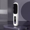 Rechargeable Heated/Straightening Brush - Electric Ceramic Brush with USB, LCD, and Ion Function, Rechargeable white