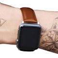 Miniatyrbilde 4 av 4: Apple Watch 38/40/41 1/2/3/4/5/6/7/8/SE Brunt Lærarmbånd Skinn_qq