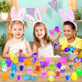 Miniatyrbilde 3 av 5: [QD] 24 stk Påskeegg med Squishy Leker Inni, Ferdigfylte Påskekurv Leker for Småbarn