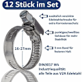 Miniatyrbillede 2 af 4: #QD#12 rustfri metalslangeklemmer 16-25mm – professionelle V2A rustfri slangeklemmer til vaskemaskine, opvaskemaskine, slangeklemmer 16-25 mm