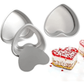 Miniatyrbilde 1 av 5: \"QD\" 3-pakning non-stick minipanner i hjerteform med løs bunn, 4-tommers bakeform