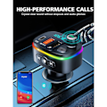 Miniatyrbillede 3 af 5: \"QD\" Bluetooth 5.3 Biladapter, QC3.0 & PD 18W USB C Biloplader, 9 RGB Baggrundsbelyste Bil Bluetooth-modtager