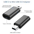 Miniatyrbillede 3 af 5: Usb C til Mini Usb Adapter - 4 stk Type C Hun til Mini Usb Han Konverter til Mp3-afspiller
