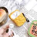 Miniatyrbilde 2 av 4: [QD] Airpod 1/2 Søtt Etui, Silikon 3D Morsom Kul Stilig Deksel, Mat Design Skin, Tegneserie Nøkkelring Sett Etui for Airpods 1/2 (Kyllingnuggets)
