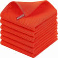 6 pcs 34x34cm Waffle Weave Cotton Kitchen Towels, Quick-Drying and Absorbent Cleaning Cloth with Hanging Loop Orange