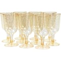 Miniatyrbilde 1 av 5: QD-50 klare harde plastvinglass med gullglitter (170 ml) - robuste, gjenbrukbare - bursdag, bryllup, jul, nyttårsfest, fest