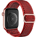 Miniatyrbilde 1 av 5: [QD] Elastiske bånd kompatible med Apple Watch-bånd, elastiske solo loop myke nylonbånd erstatningsbånd for kvinner menn/rød/størrelse: 38/40/41mm